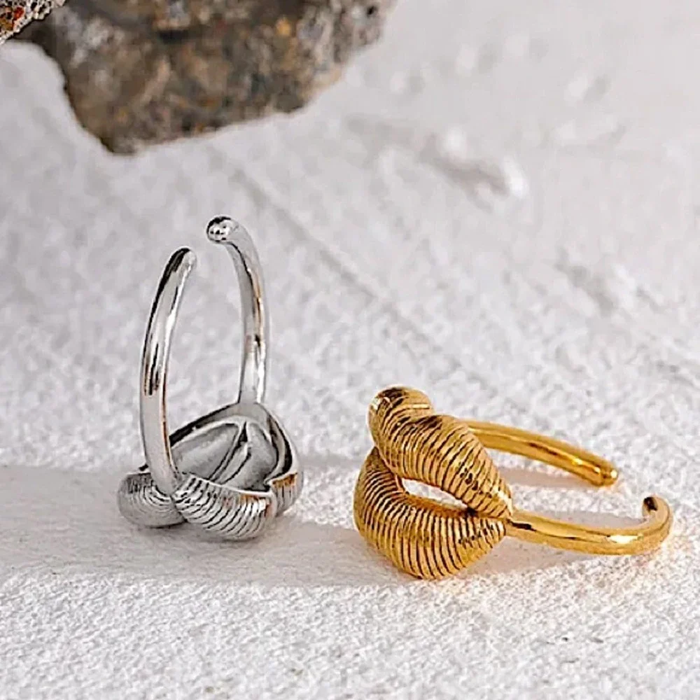 Stainless Steel Lip Resizable Ring Hip Hop Trendy